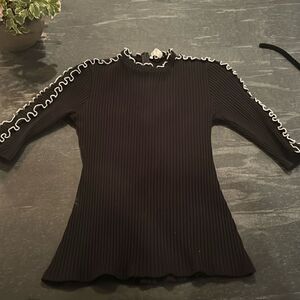 Amanda Uprichard  Averill Ribbed top w/White Frill